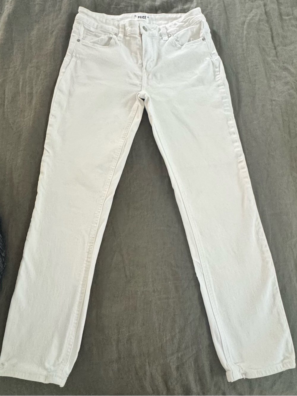 PAIGE Amber Mid-Rise Ankle Straight Leg Jeans White Size 28